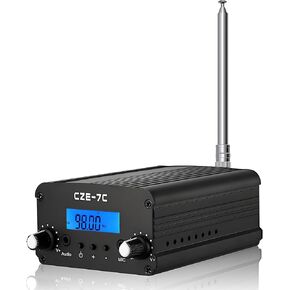FM Transmitter, 1/7W Long Range Stereo Radio Broadcast Transmitter for Drive-in Church Light Show Supermarket School Car Theater,Conference, Factory Personal Radio
