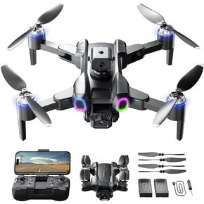 Drone with 4K Camera for Adult Beginners Kids, Brushless, Foldable Remote Control Quadcopter with FPV Live Video, Gestures Selfie, Altitude Hold, One Key Take Off/Landing, 3D Flips, Headless Mode