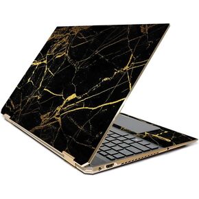 MightySkins Skin Compatible with HP Spectre x360 15.6" Gem-Cut (2019) - Black Gold Marble | Protective, Durable, and Unique Vinyl Decal wrap Cover | Easy to Apply| Made in The USA