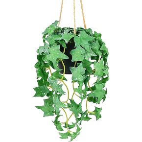 Artificial Hanging Potted Plants Set of 3, Faux Greenery Hanging Plants with Pots Fake Potted Vines for Home Kitchen Office Indoor Outdoor Decor