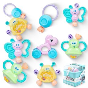 Baby Rattle, Rattle Toys for Babies 0-6 Months Teething, Newborn Baby Rattles 0-6 Months, Infant Rattle Toys Set for 0-3-6-12 Months Boy Girl (5 PCS)
