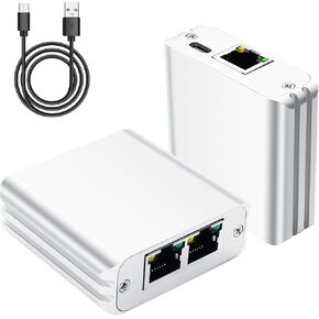 GINTOOYUN RJ45 Ethernet Splitter 1 to 3 Out 1000Mbps High Speed Gigabit Switch Network Splitter Internet Distributor with USB Power Cable for Cat5/5e/6/7/8 Cables (3 Computers at The Same Time)