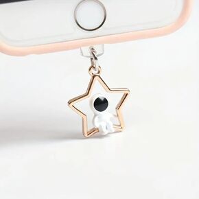 Dust Plug Charm Cute Astronaut Earphone Jack Stopper Cap Pendant Anti Dust Plug Kawaii USB Plug Cell Phone Anti-Dust Plugs for iPhone Charge Port (Star)