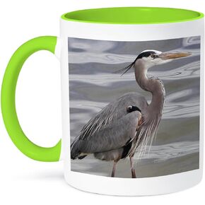 3dRose Heron Mug, 11 oz, Multicolor