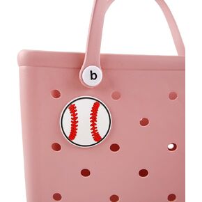 White Baseball Charm Inserts Accessory for Bogg Bag and Simply Southern Tote,Sports Decorative Accessories for Customizing Your Bag