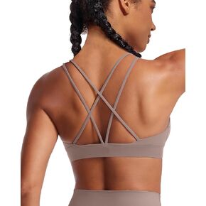 XUNYU Sports Bra for Women Cross Back Workout Tops with Built in Bra Strappy Yoga Crop Top Padded Square Neck Tank