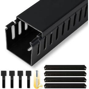 Cable Raceway 95" Open Slot Cable Management Kit Large Capacity Upgraded Snap Structure,Wire Cover Cord Hider for Under Desk&Industrial Network/PC/TVs- 23.6" X 1.97" X 1.97" X 4PCS LWH