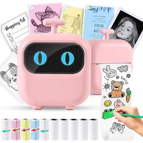 Thermal Mini Printer, X2 Inkless Sticker Maker with Thermal Papers & Sticker Papers, Bluetooth Portable Pocket Phone Printer for Notes, Receipts, Pictures, DIY, Compatible with iOS&Android (White)