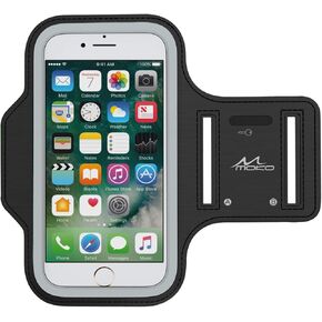 MoKo Phone Armband, Water Resistant Running Cell Phone Armband with Key Holder Adjustable Band Compitable with iPhone 11 Pro, X, Xs, 8, 7, 6, 6s, 5s, 5c, SE, 5, 4S,4 for Walking Fitness, Black