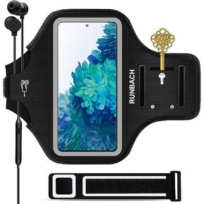 Water Resistant Running Armband for Samsung Galaxy S20 FE/S20+/S10+/S10 Lite/S9+/S8+,Galaxy A60/A51/A50/A32/A30/A20/A11/A10/A8S,with Fingerprint Touch,Adjustable Strap and Card Slot(Black)