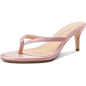 Aachcol Womens Open Toe Flip Flops Stiletto Backless Slippers Slip on Kitten Heel Thong Sandals Slides Party Dress Mules 2.6 Inches Heels