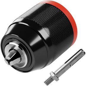 3-Jaw Keyless Drill Chuck, 4.3 Inches Long Alloy Steel Chuck Adapter with 0.8-10 mm SDS-Plus Shank, Self-tighten Drill Chuck for Impact Driver, Black