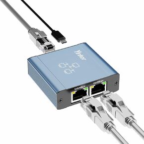 Gigabit Ethernet Splitter 1 to 2, Yinker 1000Mbps LAN Network Splitter 2 Port RJ45 Distributor with USB Power Cable, for Computer Laptop Router Set-up Box