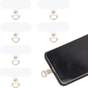 6pcs Cell Phone Lanyard tabs, 2.4x1.57x0.16in Cellphone Lanyard Patch Phone Tether Tabs Phone Strap Replacement Part for Safety Tether Connector for Most Smartphones(Transparent)
