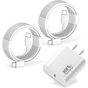 30W USB C Charger for iPad Pro 13 (M4),12.9,11 inch 2024 2023 2022 2021 M4 M2, iPad Air 5 4, Mini 6, iPad 10,GaN Fast Charger Block with 6FT Long USB C to C Cord for iPhone 15,for Google Pixel 9/8 Pro