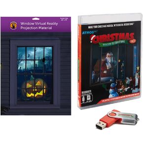 AtmosFX® Christmas Digital Decoration Kit Includes 7 AtmosFX Video Effects for Christmas Plus 48" x 72" Holographic Projection Screen