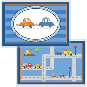 Cars go Vroom Placemat for Kids by Kelly Hughes, Laminated, Made in The USA