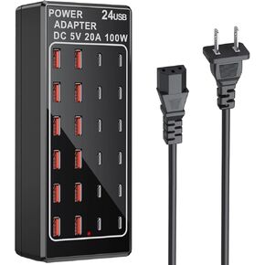Multiport USB C Charging Station, USB Charger Station Block, 24-Port 100W (20A) Charging Stations, Desktop for Multiple Devices USB Wall Charger Power Hub,Compatible Samsung S24/iPhone/Google