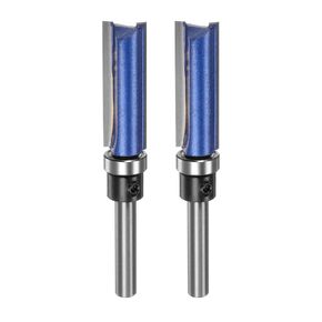 HARFINGTON 2pcs Pattern Flush Trim Router Bit 1/4" Shank 1-1/2" Cutting Length 1/2" Cutting Dia with Top Bearings Straight Precise Cutting Woodworking Milling Cutter Tool for Edge Trimming