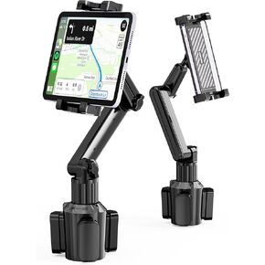 TOPGO Cup Holder Tablet Mount, Tablet Holder for Car – Secure 360-Degree Adjustable iPad Holder for Truck, Fits 5.9"-11.4" iPad & Phone, Car Accessories
