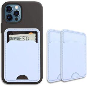 3 Pack Phone Card Holder for Back of Phone, Silicone Phone Wallet Stick On, Credit Card Holder for Phone Case Compatible with iPhone, Samsung, Android and All Cell Phone, Light Blue