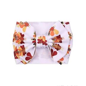 J&J Boutiques Pumpkin Fall Thanksgiving 7" Bow Headwrap for Baby Girls