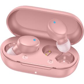 MOZOTER S8 Mini Wireless Earbuds Bluetooth 5.3 in Ear Light-Weight Headphones,60Hrs Playtime Ear Buds with Charging Case,Built-in Microphone Headset,Premium Sound with Deep Bass for Sport-Pink