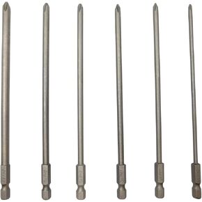 Long Phillips Cross Screwdriver Bit Sets PH1(Φ3.0) PH1(Φ4.0) PH1(Φ4.5) PH2(Φ4.5) PH2(Φ5.0) PH2(Φ6.0) 6 Pieces 6 Inch Length S2 Steel Cross Phillips Screwdriver Bit Set(6Pcs Cross Head)