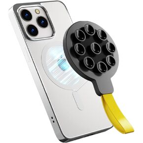 Magnetic Suction Phone Mount, Mag Safe Silicone Cell Phone Suction Holder Back of Phone, Strong Handle Holder for Tiktok Selfies and Videos and Content Creation for iPhone and Android