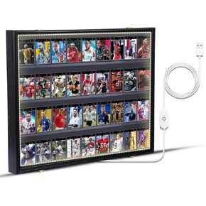 Nice C 36 Graded Sports Card Display Case with LED Light, Baseball Card Display Case, Trading Card Display Case Football Cards, 98% UV Protection, Acrylic, Lockable (LED Horizontal 2 Pack)