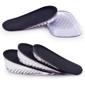 1 Pair Gel Height Increase HeelInsoles,Invisible Shoe Lifts Inserts,Cushion ElasticShock Absorption Heel Pads,Increase Height 1cm2cm 3cm for Men and Women (Black, L for Men,heaght:2cm)