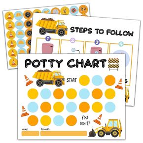 Construction Potty Trainning Sticker Chart for Toddlers Boys Girls, 20 Potty Training Chart with 432 Stickers & 1 Routine Card - B03