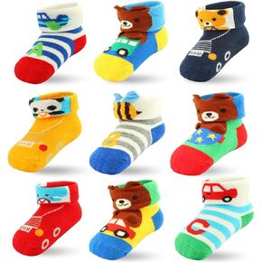 9 Pairs Baby Boy Newborn Infant Grip Socks, Toddler Boy Anti Skid Socks Cotton Socks Non Slip