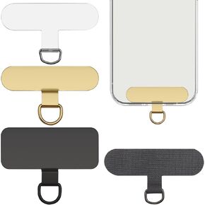 Phone Tether Tab, 4 Pack Universal Phone Lanyard Patch Without Adhesive,Phone Strap Replacement Part for Cell Phone, Metal Tether Tab Patches Compatible with iPhone & All Smartphones