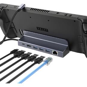 USB C Hub, 6-Port USB Splitter with USB A 3.0 * 3, 4K HDMI, RJ45 Ethernet and 100W PD Charging Port Steam Deck Docking Station Compatible with iMac, XPS, etc