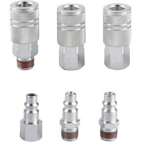 Yolass 3/8"NPT Industrial Air Coupler,3Pcs High Flow Air Coupler and 3Pcs Air Plug,Widely used in Professional Workplace,Home,Auto Repair,Air Compressor and so on