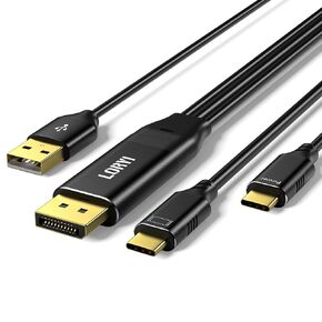Loryi DisplayPort to USB C Cable 5K@60Hz/4K@144Hz, 6.6ft DP to USB C for Mobile Monitor, Studio Display,XREAL Beam,Touch Function Support, Compatible with Nreal Xreal, Switch, Xbox, Steam Deck, PS4/5