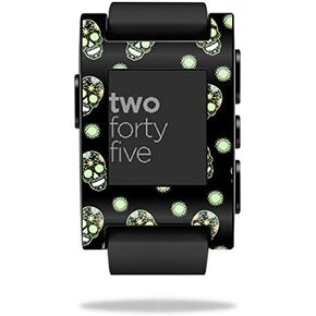 MightySkins Skin Compatible with Pebble Smart Watch – Nighttime Skulls | Protective, Durable, and Unique Vinyl Decal wrap Cover | Easy to Apply, Remove, and Change Styles | Made in The USA