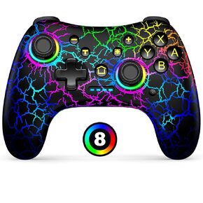 Switch Controllers, Wireless Switch Pro Controller for Nintendo Switch/Lite/OLED, Adjustable LED Switch Remote Compatible with Windows PC/Android/iOS with Programmable