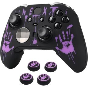 RALAN Laser Blood Handprint Design Controller Skin with 4 Thumb Grips for Xbox Elite Wireless Controller Series 2 Core, Anti-Slip Silicone Controller Cover Protector Case