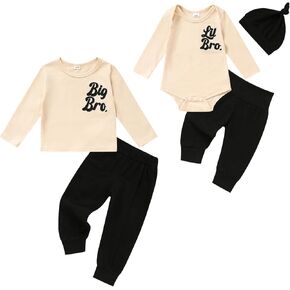 Baby Brother Matching Outfits Boy Little Big Brother Letter Romper Shirt Long Pants Fall Winter Clothes