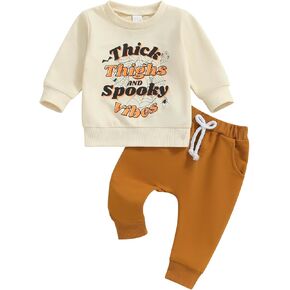 Baby Boy Halloween Outfit Cutest Pumpkin In The Patch Sweatshirt Drawstring Long Pants Toddler Fall Clothes