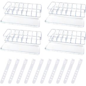 4pcs Clear Cable Management Box, Cord Organizer Box with 40 Cable Ties Clear Charger Cord Organizer with Lid Power Cord Storage Case for Office Home