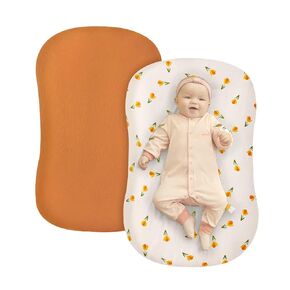 Muslin Baby Lounger Cover 2 Pack, 100% Cotton Newborn Lounger Cover, Soft and Breathable Lounger Slipcover for Boys Girls, Covers Only (Grey, Bear)