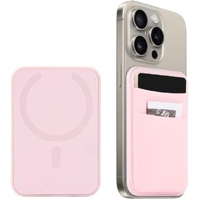 محفظة WALLFID Magsafe متوافقة مع iPhone 15/14/13/12 Pro/Max/Plus/Mini، حافظة بطاقة الائتمان RFID تحمل 5 بطاقات. (لون القرنفل)