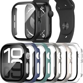 6 Pack Case with Tempered Glass Screen Protector for Apple Watch Series 10 46mm, Ultra-Thin Protective Face Cover Hard PC Bumper Case for iWatch 46mm Accessories