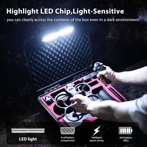 حافظة STARTRC Avata 2 مزودة بإضاءة LED، حافظة صلبة مقاومة للماء لهاتف DJI Avata 2 Fly More Combo حافظة بدون طيار مضادة للتصادمات لملحقات DJI Avata 2 مع نظارات DJI 3/RC Motion 3/، محور شحن البطارية in Saudi Arabia