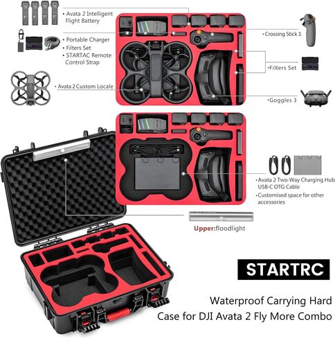 حافظة STARTRC Avata 2 مزودة بإضاءة LED، حافظة صلبة مقاومة للماء لهاتف DJI Avata 2 Fly More Combo حافظة بدون طيار مضادة للتصادمات لملحقات DJI Avata 2 مع نظارات DJI 3/RC Motion 3/، محور شحن البطارية in Saudi Arabia