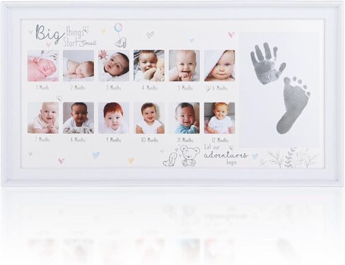 Homaisson Newborn Baby Picture Frame, Baby Hand and Footprint Kit, My First Year Baby Picture Frame for Photo Memories, 12 Months Newborn Keepsake Frame in Saudi Arabia