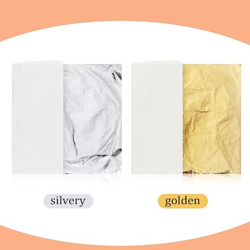Cunhill 150 Sheets Gold Foil Sheets for Art Silver Rose Gold Leaf Sheets with Gilding Brush Gold Foil Paper Craft for Arts, Painting, Gilding Crafting, Jewelry, Resin, Nails 5.5 x 5.5 Inch in Saudi Arabia